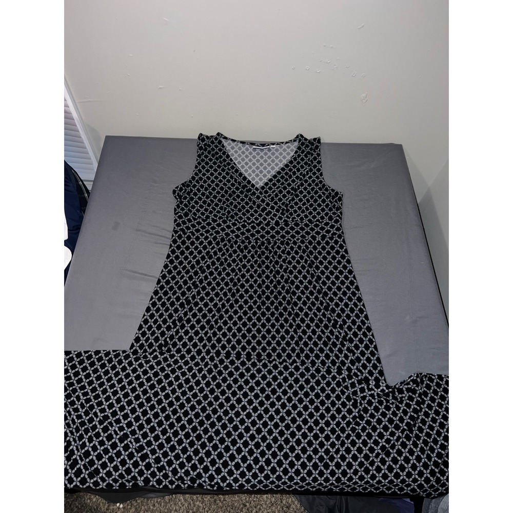 Croft & Barrow Womens Large Black White Geometric Print Sleeveless Maxi Dress - Picture 2 of 4